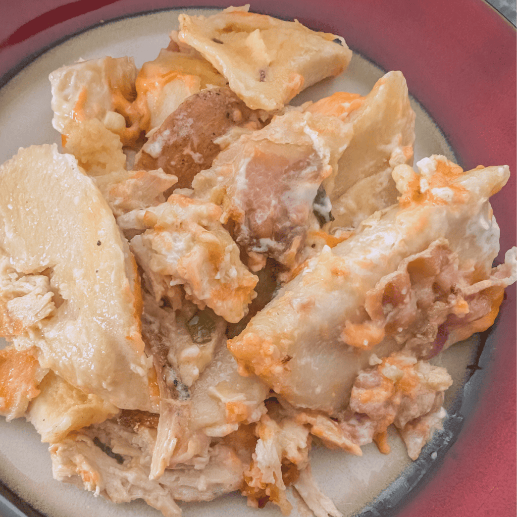 cheesy chicken bacon pierogi casserole (2)