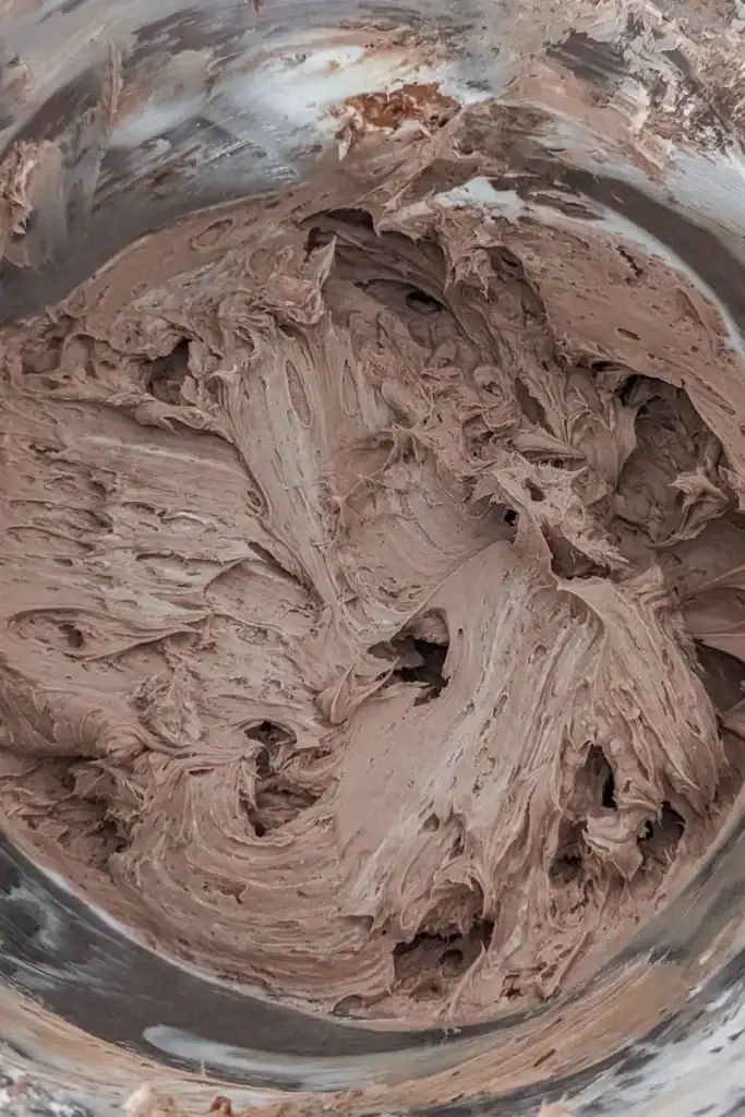 the finished chocolate cream cheese cheesecake filling