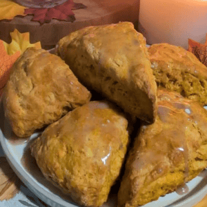 pumpkin spice scones on plate