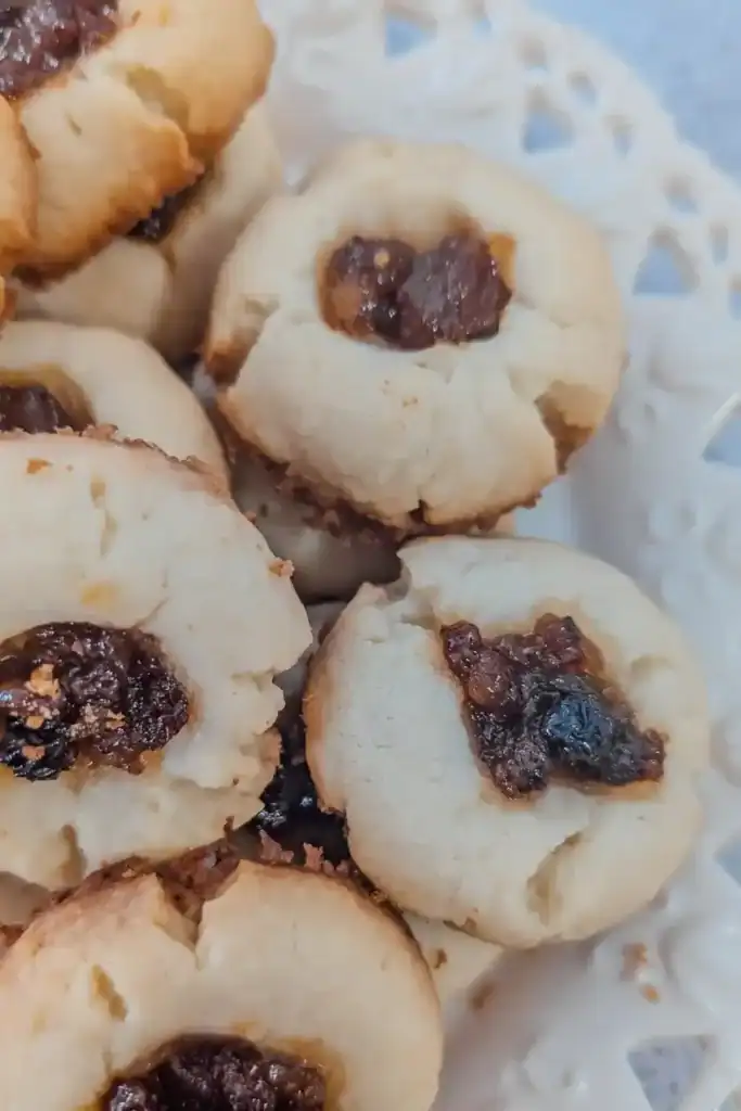 baked Christmas mincemeat butter thumbprint cookies