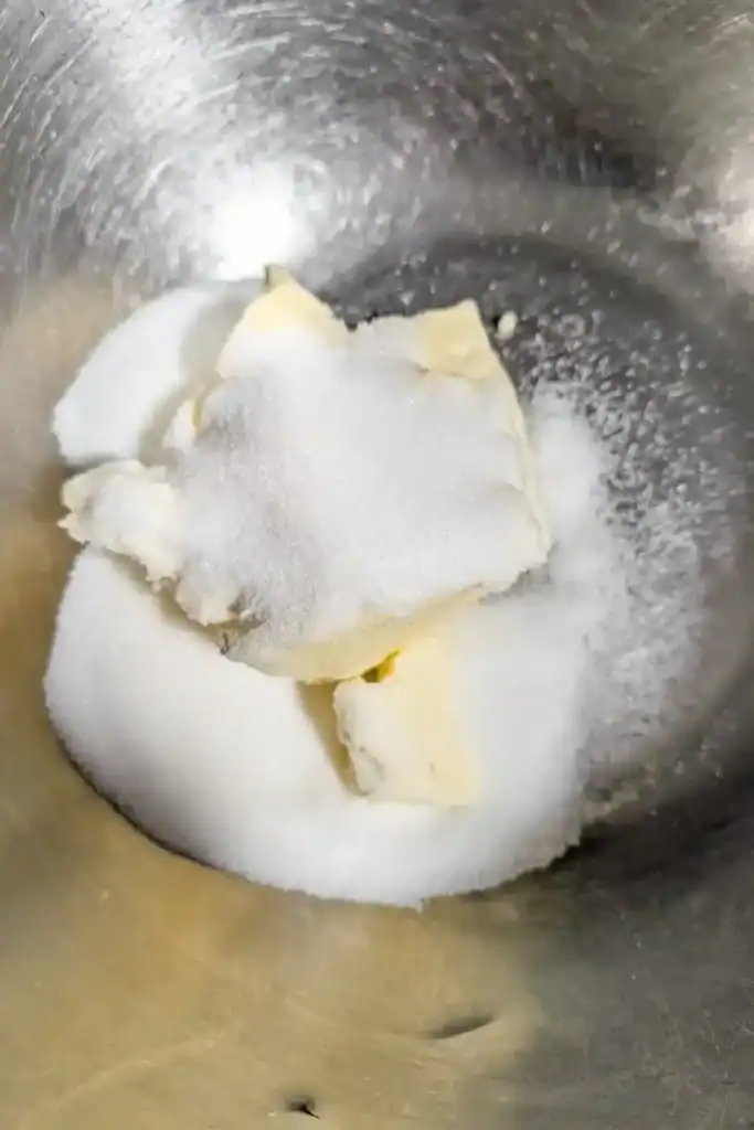 softened butter and sugar in bowl