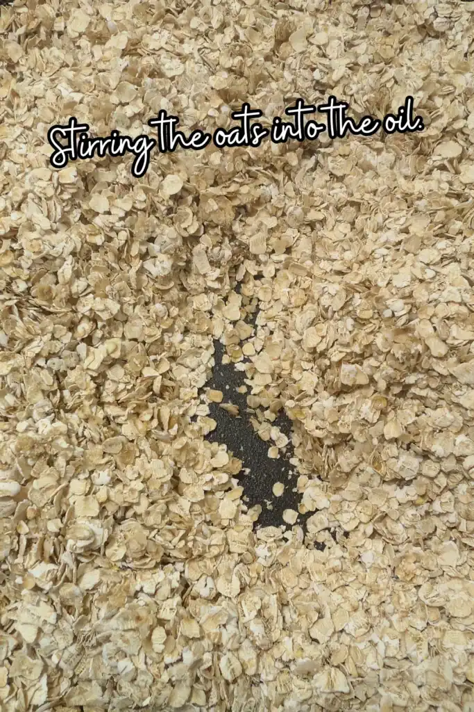 mixing the oats into the oil