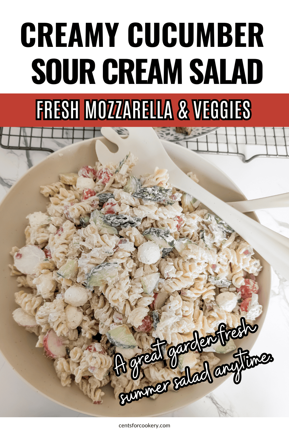 Cucumber Sour Cream Pasta Salad - Cents For Cookery