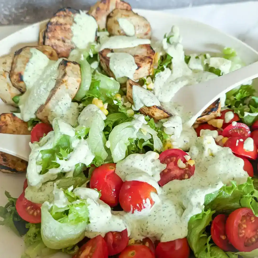 Grilled Potato Salad with Green Goddess Dressing - Cents For Cookery