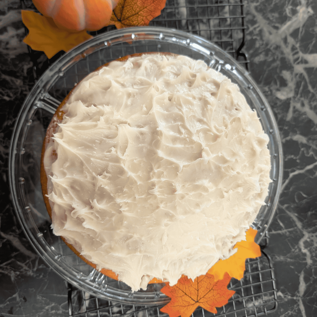 top down view of iced cake