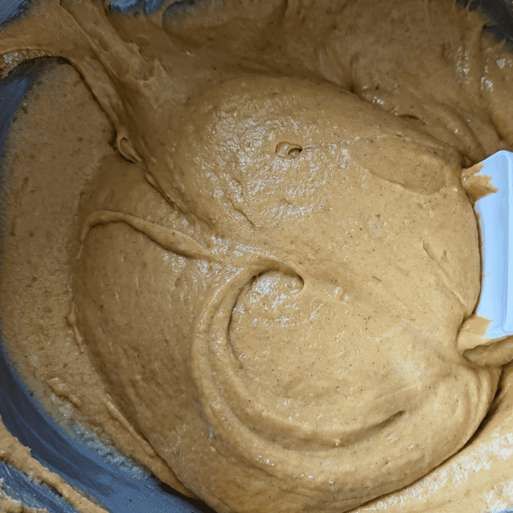 the pumpkin cake batter with greek yogurt pumpkin added